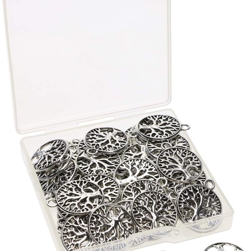 Round Metal Tree of Life Charms Pendants Beads Bulk Jewelry Findings Making Acce
